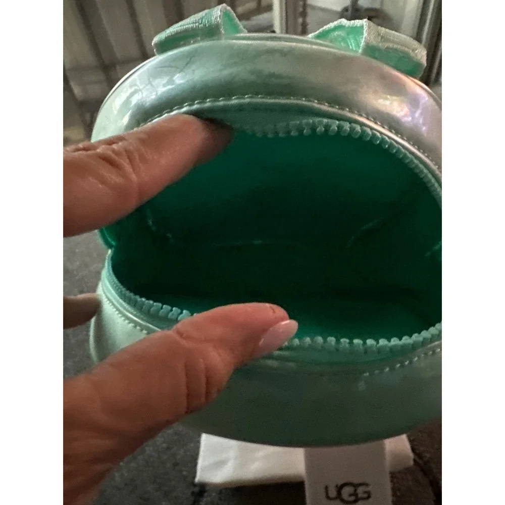 UGG Danni Clear Mini Backpack Sage Green Faux Shearling TPU 1113835 NWOT